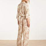 Top com Decote V e Estampado Floral Bege/Branco | Off White - Dark Sand