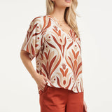 Top com Mangas Largas e Estampado Retro | Multicolor