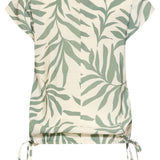 Top Met Groene Bladprint En V-Hals | Jade - Off White