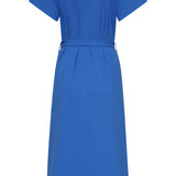 Travel Midi Jurk Met Ceintuur En Korte Mouwen | Cobalt