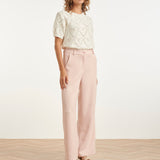 Calças Estilo Tweed com Perna Reta Clássica | Baby Pink