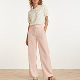 Calças Estilo Tweed com Perna Reta Clássica | Baby Pink