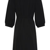 Vestido com Decote V e Estampado em Tecido Travel | Black