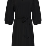 Vestido com Decote V e Estampado em Tecido Travel | Black