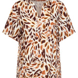 Top com Decote V e Estampado Animal Abstrato | Multicolor