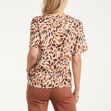 Top com Decote V e Estampado Animal Abstrato | Multicolor