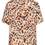 Top com Decote V e Estampado Animal Abstrato | Multicolor
