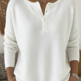 Helena™ | Camisola em Malha Henley com Botões