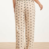 Calças Wide Leg com Estampado Azteca em Creme e Preto | Off White - Black