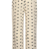 Calças Wide Leg com Estampado Azteca em Creme e Preto | Off White - Black