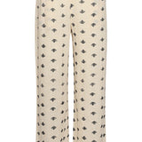 Calças Wide Leg com Estampado Azteca em Creme e Preto | Off White - Black