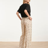 Calças Wide Leg com Estampado Azteca em Creme e Preto | Off White - Black