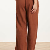 Calças Wide Leg de Musselina com Cordão | Brown