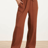 Calças Wide Leg de Musselina com Cordão | Brown