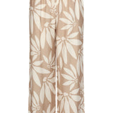 Wide Leg Pantalon Met Bloemprint - Beige/Wit | Dark Sand - Off White