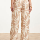 Wide Leg Pantalon Met Bloemprint - Beige/Wit | Dark Sand - Off White