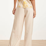 Calças Wide Leg com Detalhe de Costura | Sand