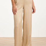 Calças Wide Leg com Brilho Acetinado | Dark Sand