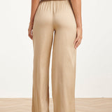 Calças Wide Leg com Brilho Acetinado | Dark Sand