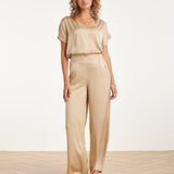 Calças Wide Leg com Brilho Acetinado | Dark Sand