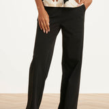 Wijde Pantalon In Comfortabele Travelstof Met Strikceintuur | Black
