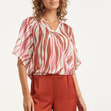 Wijde Top Met Roze Zebra-Style Print | Brique - Old Pink