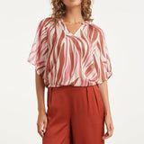 Wijde Top Met Roze Zebra-Style Print | Brique - Old Pink