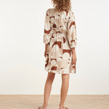 Vestido Cruzado com Estampado Geométrico em Terracota e Bege | Dark Sand - Brown
