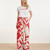 T-Shirt de Algodão Branca com Estampado 'Soleil' e Textura | White - Multicolor