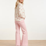 Blusa Branca com Estampado de Corações Vermelhos | White - Red