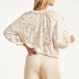 Witte Blouse Met Gouden Borduursels En Pailletten | Off White - Gold