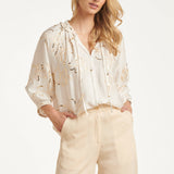 Witte Blouse Met Gouden Borduursels En Pailletten | Off White - Gold