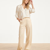 Witte Blouse Met Gouden Borduursels En Pailletten | Off White - Gold