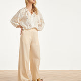 Witte Blouse Met Gouden Borduursels En Pailletten | Off White - Gold