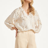 Witte Blouse Met Gouden Borduursels En Pailletten | Off White - Gold