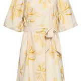 Vestido de Verão com Flores Bordadas a Amarelo e Cinto | Sand - Yellow