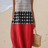 Elsa | Vestido Midi Color Block Sem Mangas