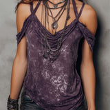 Top Boho Retro com Estampado Tie-Dye e Alças aos Ombros