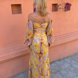 Greta™ – Vestido Floral Comprido com Decote Profundo