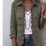 Alessandra | Casaco boho-chic bordado com acabamentos em folhos