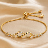 Pulseira Ajustável com Símbolo do Infinito em Ouro Branco