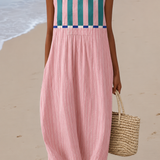 Adelaide | Vestido Midi em Blocos de Cor Sem Mangas