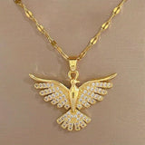 Colar Fénix em Ouro Branco com Zircónia