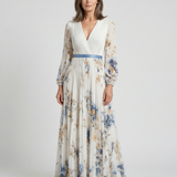 Lavinia | Vestido Maxi Floral de Manga Comprida e Decote em V
