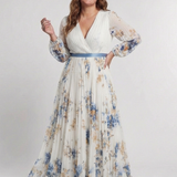 Lavinia | Vestido Maxi Floral de Manga Comprida e Decote em V