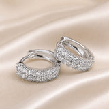 Brincos de Argola Vintage em Ouro Branco com Micro Zircónia
