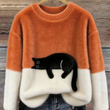 Belinda - Suéter oversized com estampa de gato