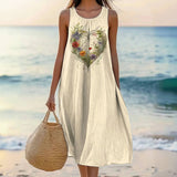 Vestido Vintage com Estampado de Coração