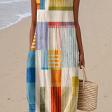 Juno | Vestido Midi Geométrico Sem Mangas