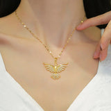 Colar Fénix em Ouro Branco com Zircónia